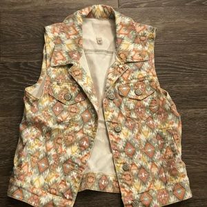 Multi colored jean vest